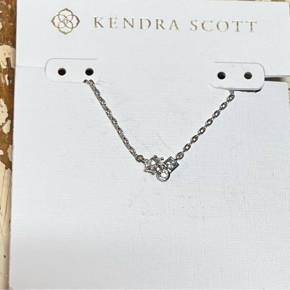 Kendra Scott Adjustable Rhodium Plated Henry Short Pendant Necklace w/White CZ - Picture 5 of 11